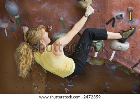 Indoor Rock Climbing. on an indoor rock-climbing