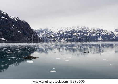 Beautiful snowcapped mountains and water in Glacier Bay National Park Alaska