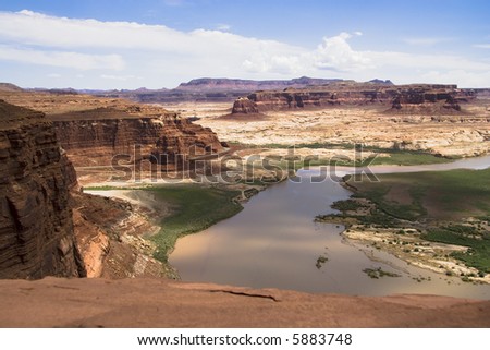 Dried-out region of Hite marina at Lake Powell in Glen Canyon National Recreation Area Utah