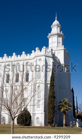 Temple of The Church of Jesus Christ of Latter-Day Saints (LDS) or Mormon church located in St. George, Utah. Temple was built in the late 1800’s.
