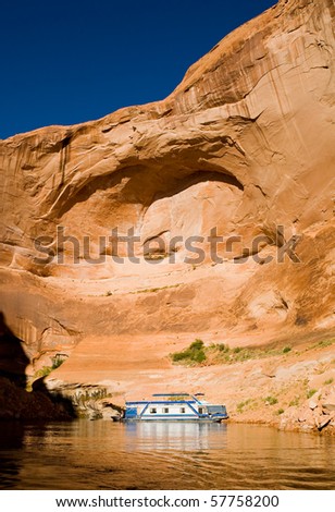 Beautiful rock formation in the desert of Lake Powell in Glen Canyon National Recreation Area, Utah, USA
