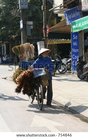 Carrier in Hanoi. You may see many carrier by a old strong bicycle around Hanoi