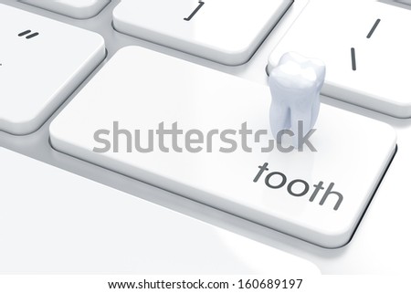 3D render of tooth icon on the keyboard Dental concept 3D render of tooth icon on the keyboard Dental concept