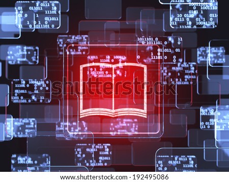 Future technology red touchscreen interface. Education concept