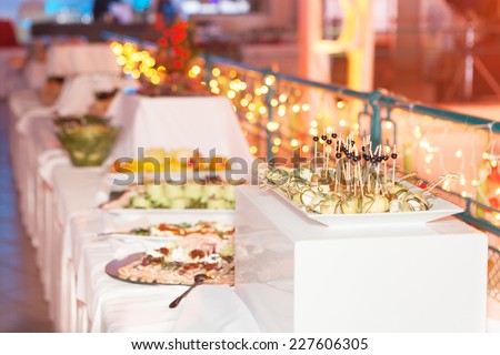 Luxury food on wedding table - canap