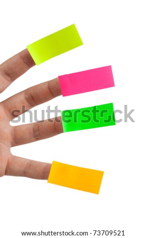 colored sticky notes and fingers