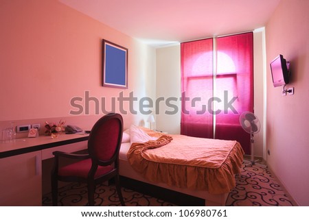 Interior of a hotel room for two, classical furniture, vintage design.