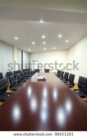 Interior of a conference room in a hotel.