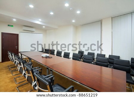 Interior of a conference room in a hotel.