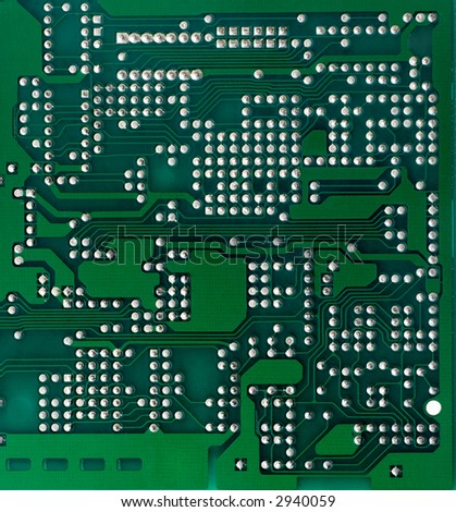 Green printed circuit board background (solder side)