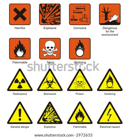 stock vector : Science Laboratory Safety & Chemical Hazard Signs