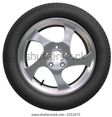 Wheeles  Tires on Detailed Car Wheel And Tire  3d Render  Stock Photo 3212671