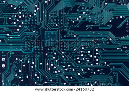Blue printed circuit board background (solder side)