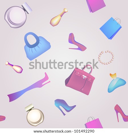 Eps10 Fashion Seamless Background With Colored Shoes,Bags And
