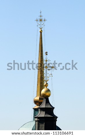 golden cross over russian church
