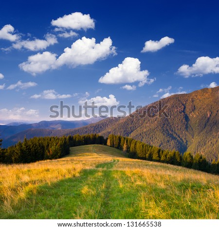 Day landscape in the mountains in good weather
