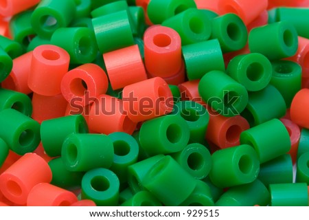 red and green plastic beads