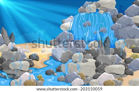 nature waterfall stones (vector)