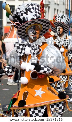 Man in costume in a summer carnaval street parade (Rotterdam, Netherlands, 26th of July 2008)