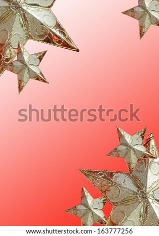 Gold  stars isolated on white and red  background