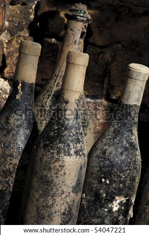 Old Bottle Wine in a old cellar