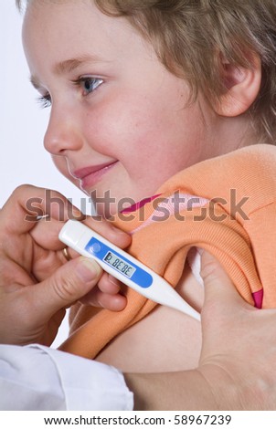 Measured body temperature to a child