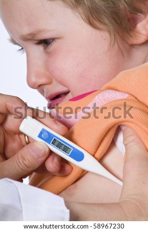 Measured body temperature to a child