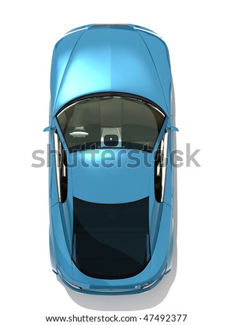 Blue Sports Car Top View