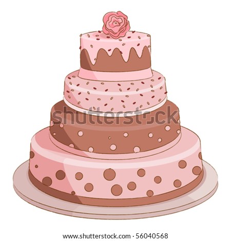 stock vector Illustration of sweet pink wedding cake