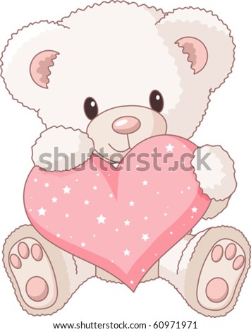 Love Hearts Pictures on Cute Teddy Bear With Pink Love Heart Stock Vector 60971971