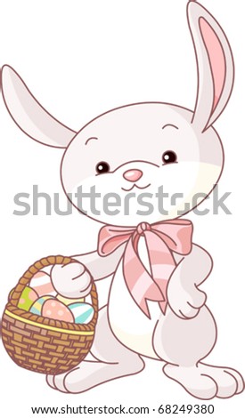 cute easter bunnies and eggs. stock vector : Cute Easter