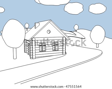 cartoon house outline. stock photo : Cartoon