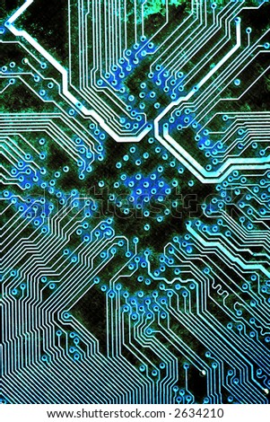 Macro shot of a circuit board, retouched for grungy effect
