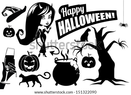 Download Halloween Silhouettes Collection. Eps 10 Vector, Grouped ...