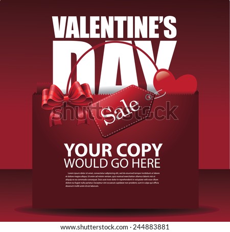 Valentine's day sale shopping bag background EPS 10 vector stock illustration