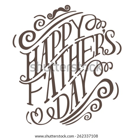 Happy Fathers Day hand drawn typography royalty free stock illustration for greeting card, ad, promotion, poster, flier, blog, article, social media, marketing
