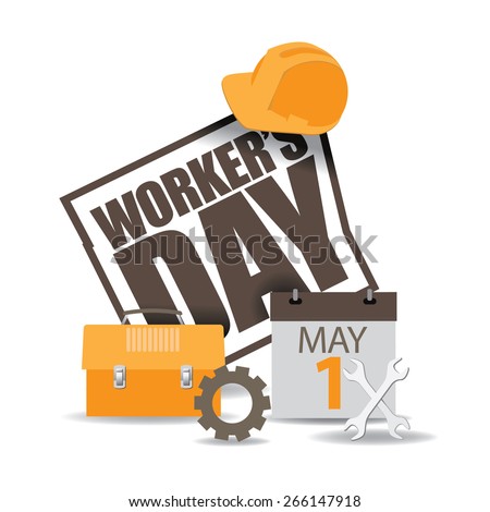 May first workers day icon EPS 10 vector royalty free stock illustration for greeting card, ad, promotion, poster, flier, blog, article, social media, marketing