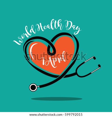 Wold Health Day heart and stethoscope design. In celebration of World Health Day. EPS 10 vector.