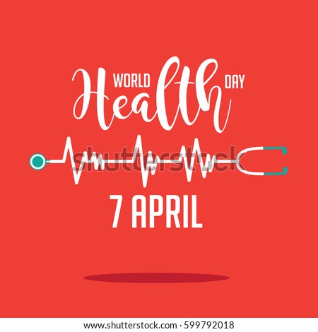 Wold Health Day heartbeat and stethoscope design. In celebration of World Health Day. EPS 10 vector.