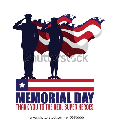 Memorial Day design with saluting soldiers. EPS 10 vector.