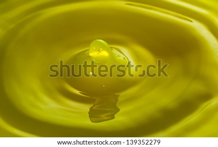 Abstract of Water Drops and droplets, Yellow Liquid , Copy Space, High speed