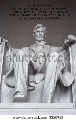 Abraham Lincoln, in the Lincoln Memorial, Washington DC