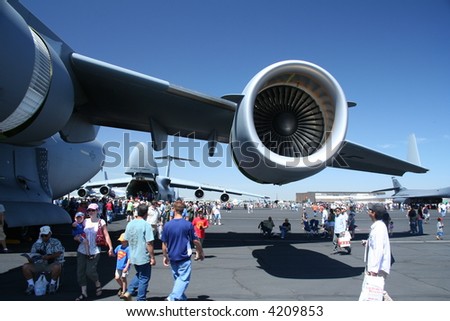 us air force cargo plane at an airshow in sacramento california