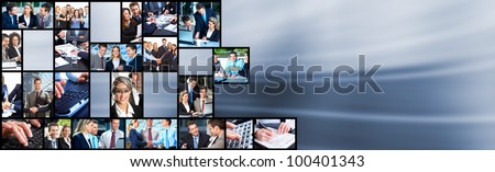 Business people team collage. Abstract background.