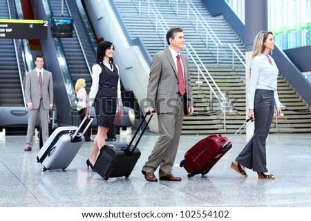 Group of business person at the international airport.