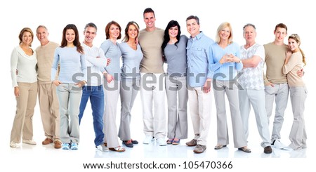 Group of happy people. Isolated over white background