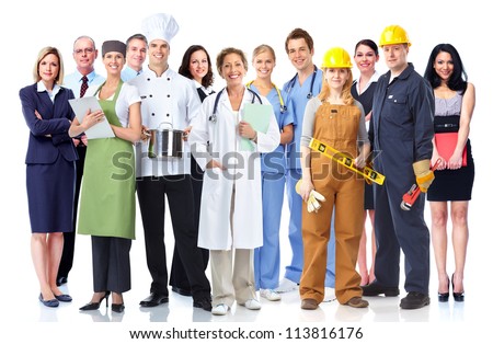Group Of Industrial Workers. Isolated On White Background.