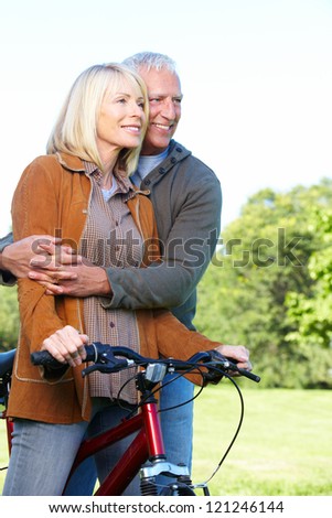 Happy senior couple cyclist. Healthy lifestile.