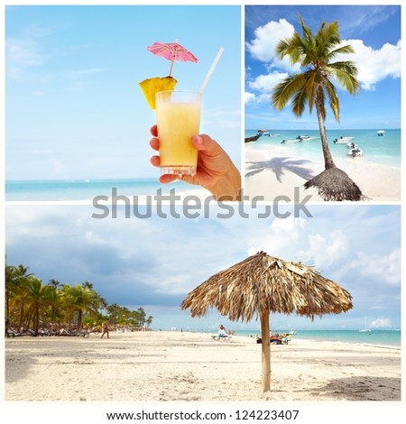 Exotic beautiful caribbean beach. Travel destination background.