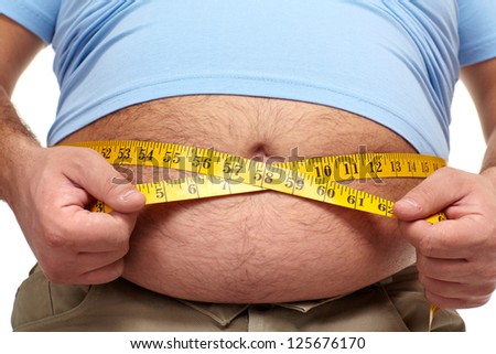 Fat man holding a measuring tape Weight Loss Fat man holding a measuring tape Weight Loss